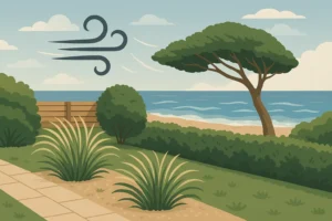 Jardin bord de mer vent