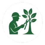 Silhouette d’un élagueur taillant un arbre – Identité visuelle Élagage Cherbourg