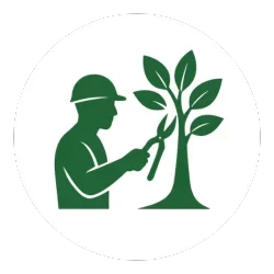 Silhouette d’un élagueur taillant un arbre – Identité visuelle Élagage Cherbourg