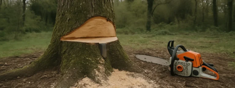 Abattage contrôlé d’un arbre à la tronçonneuse - Elagage Cherbourg